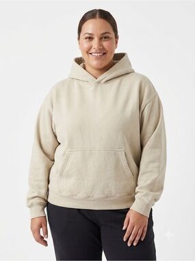 Aritzia TNA Sweatfleece Cozy Fleece Perfect Fit Woman 2XL Beige Pullover Hoodie